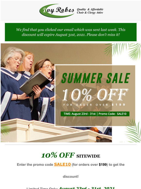 SUMMER SALE: Save 10% off for You!