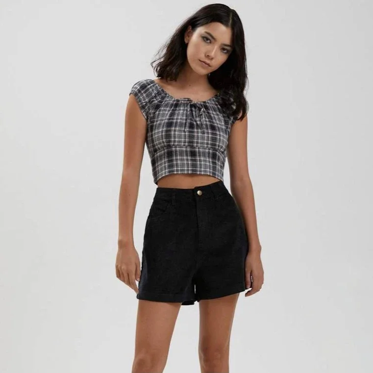 AFENDS 70'S STYLE CORDUROY HIGH WAISTED SHORTS