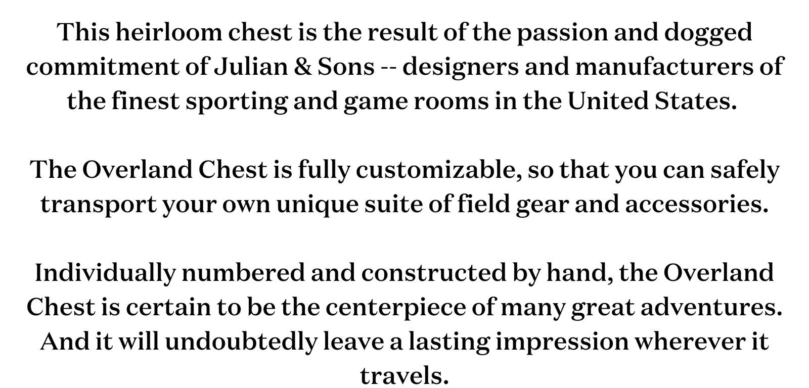 Overland chest julian and sons