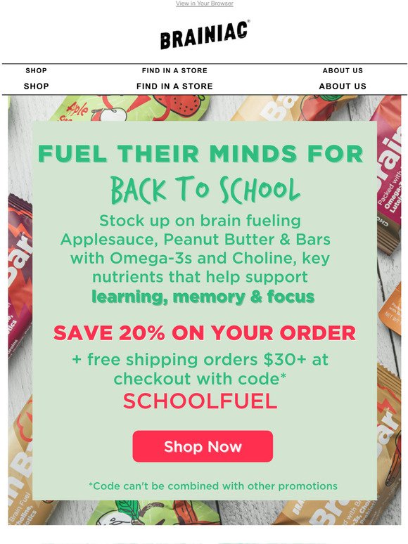 Stock up on brain-fueling snacks with this Back to School Sale!