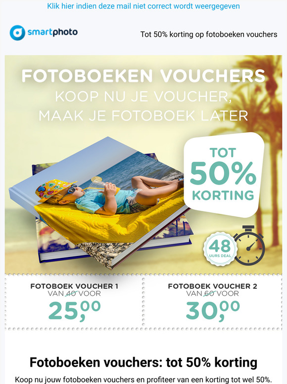 Tot 50% korting op fotoboeken vouchers