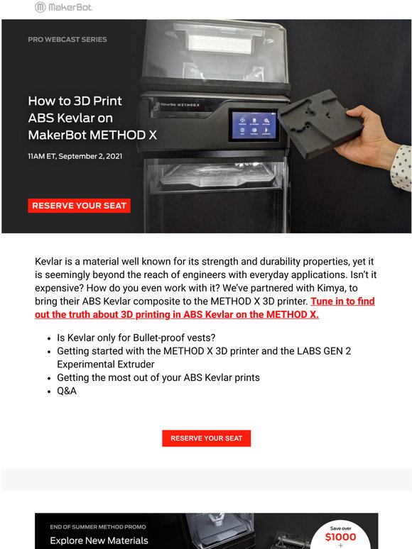 MakerBot: [Register] How to 3D Print ABS Kevlar on MakerBot METHOD X ...