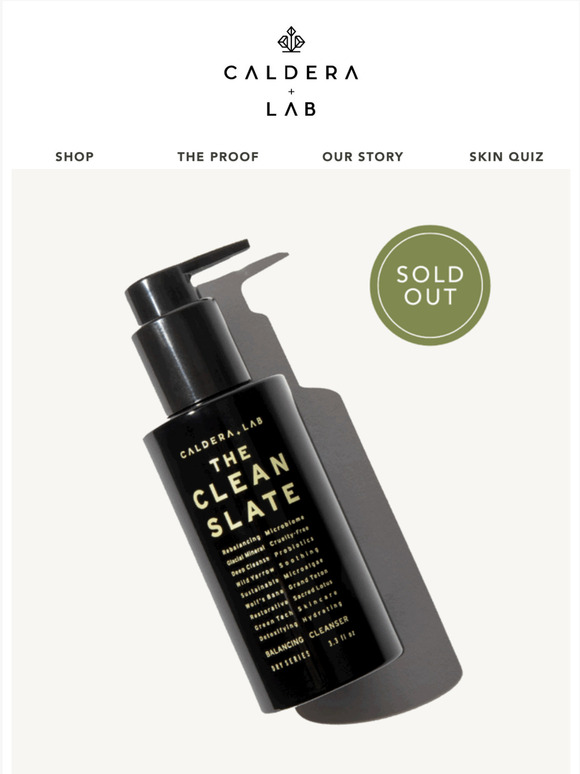 Caldera + Lab The Clean Slate Sold Out! Milled