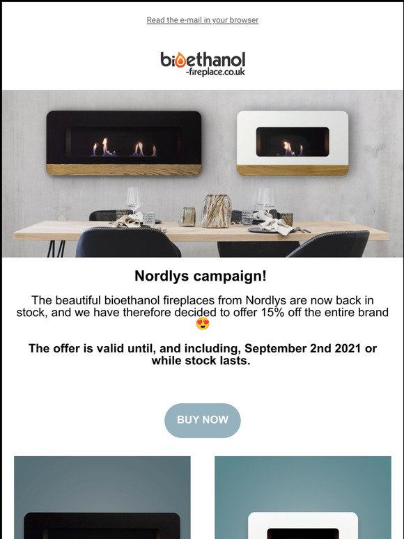 Nordlys bioethanol fireplaces are back in stock and we celebrate with a campaign!