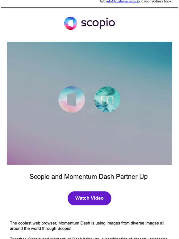 Scopio The coolest web browser Momentum Dash is using Scopio images