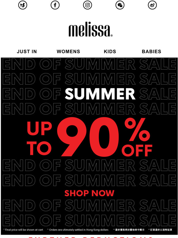 Further Reduction for End of Summer Sale | Up to 90% off