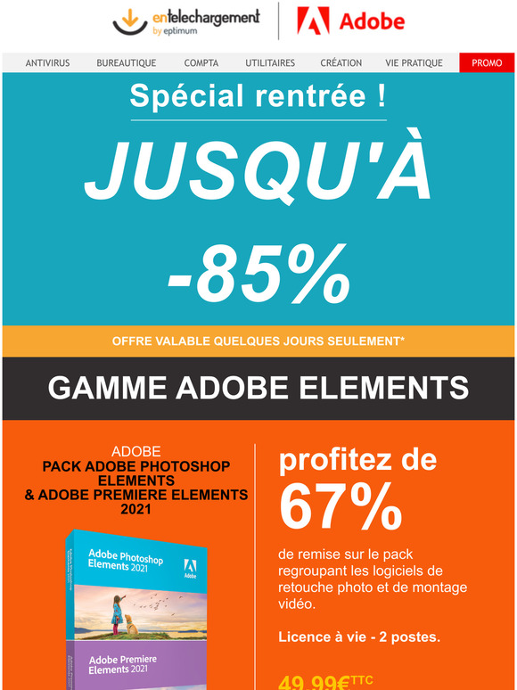 Spcial rentre : jusqu 85% de remise sur les logiciels Adobe