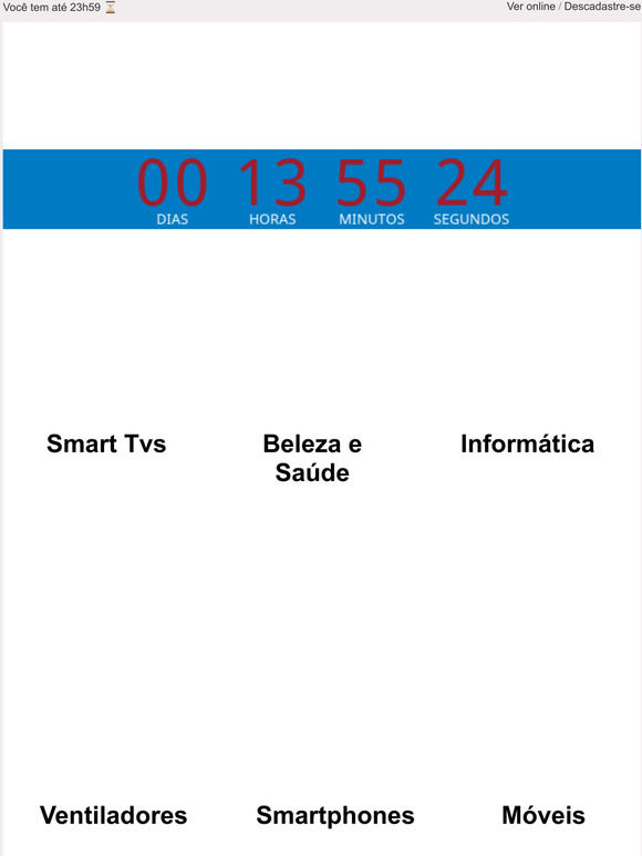 POR TEMPO LIMITADO! Descontos exclusivos pra voc.