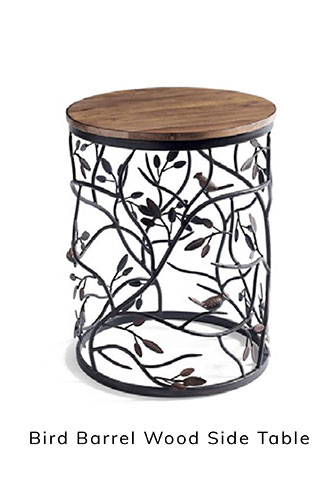 Bird Barrel Wood Side Table