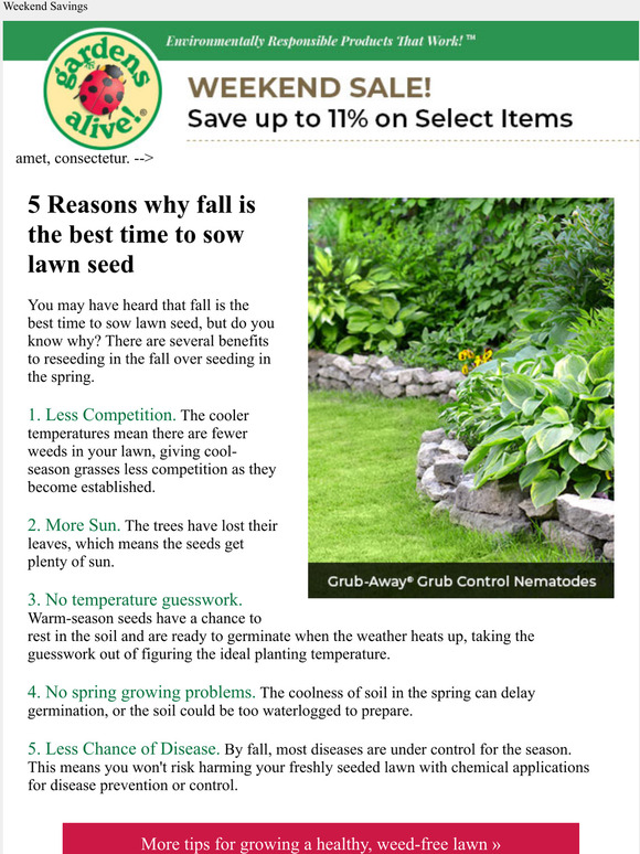 Gardens Alive! Whats the best time to plant grass? Milled