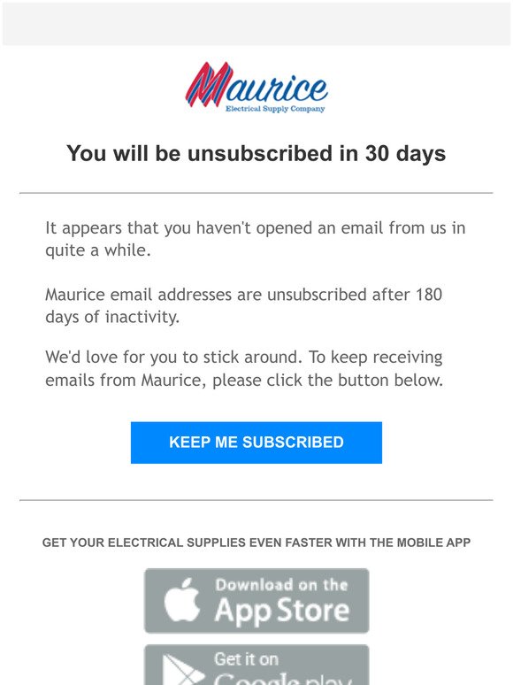 WARNING: You will be unsubscribed in 30 days