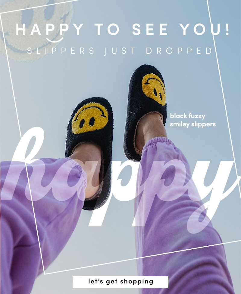 happy to see you smiley slippers