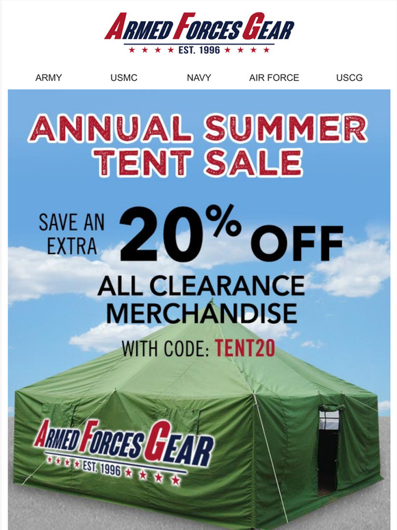 End Today!  Annual Tent Sale - Extra 20% Off