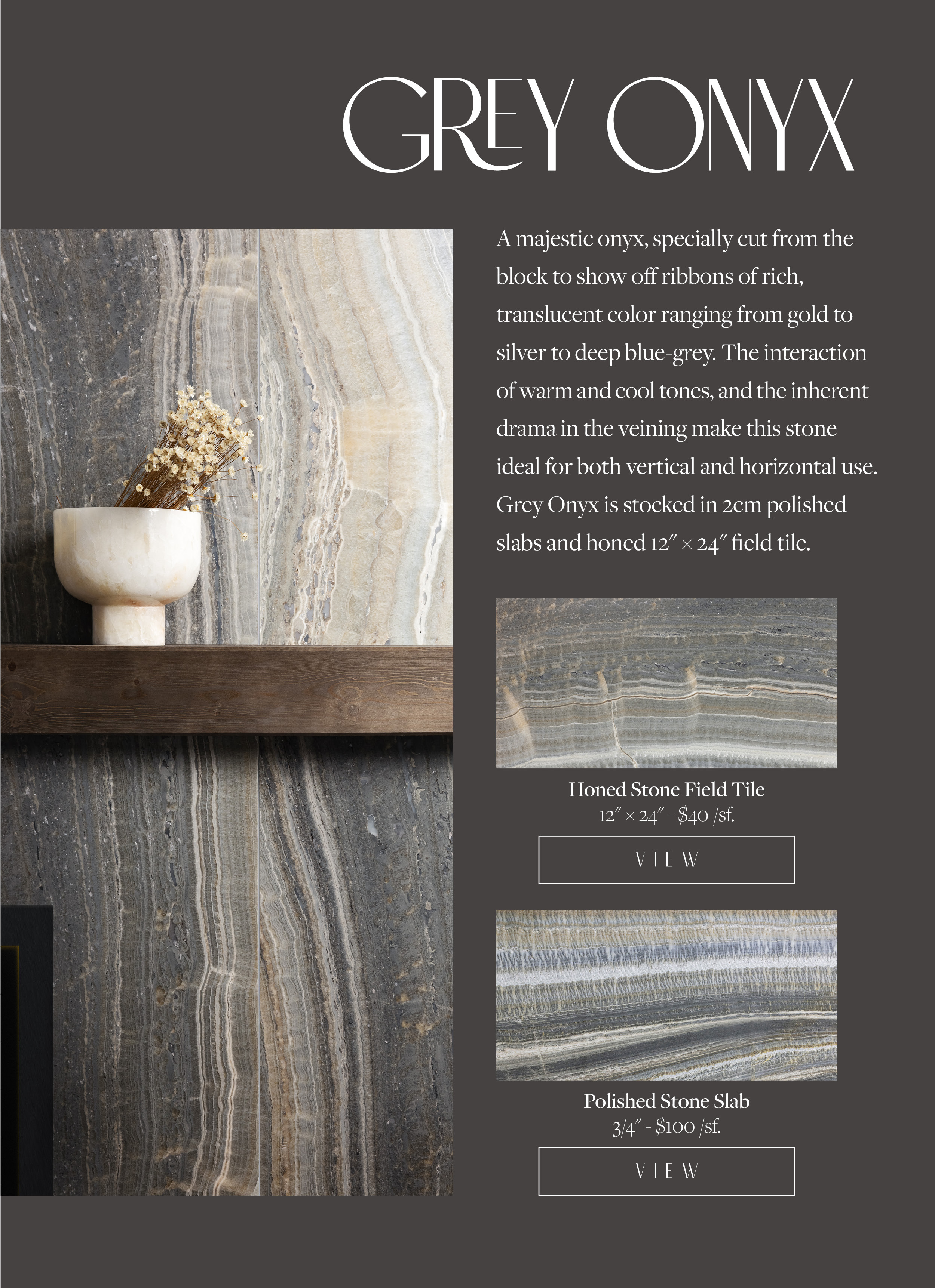 Artistic Tile Updated Classics Grey and Vanilla Onyx Milled