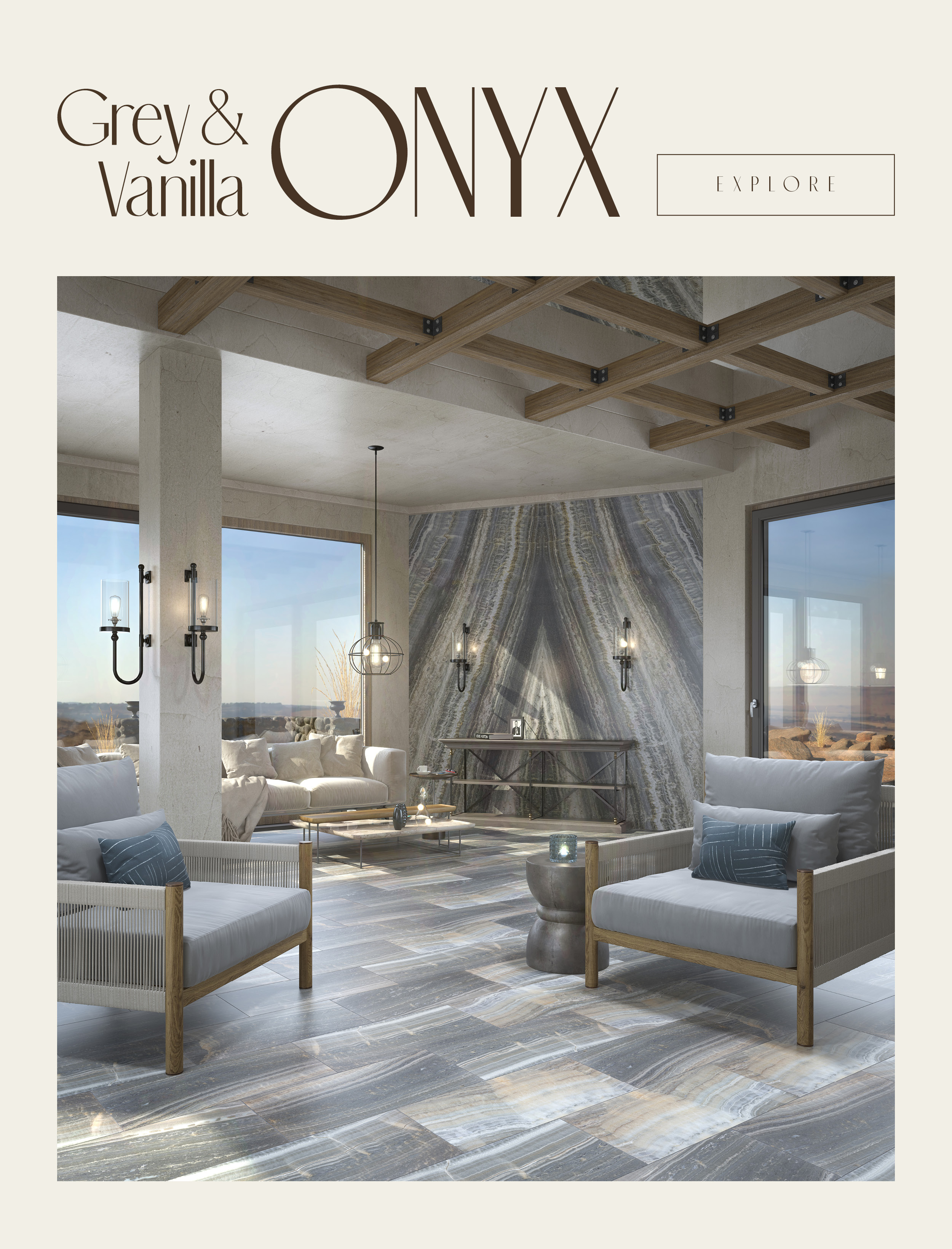 Artistic Tile Updated Classics Grey and Vanilla Onyx Milled