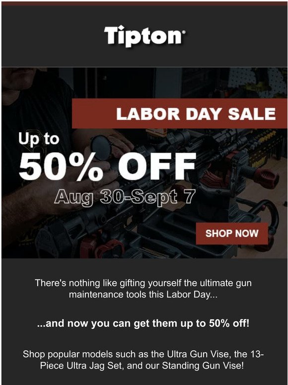 Up to 50% OFF gun vises, cleaning supplies & more!