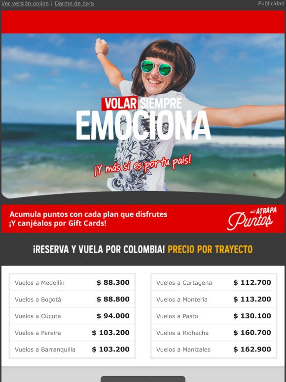 Viaja desde $88.300  Medelln, Cartagena, San Andrs y ms
