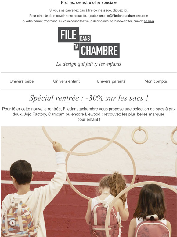 Rentre : -30% sur une slection de sacs  dos !