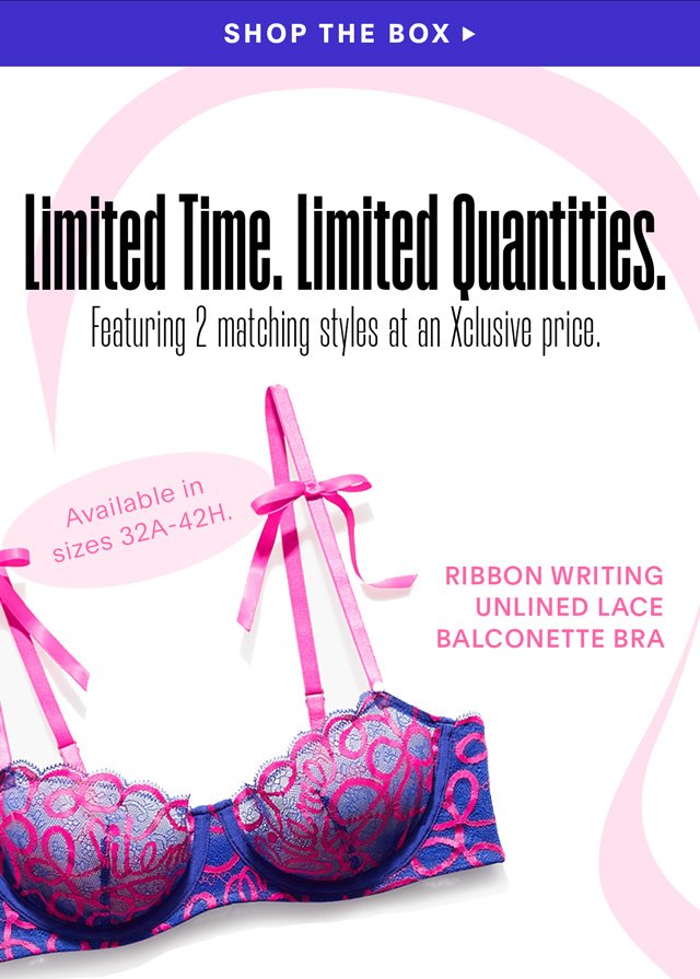 Ribbon Writing Unlined Lace Balconette Bra
