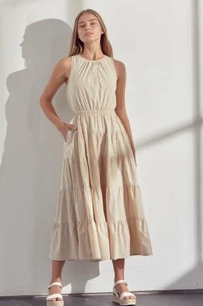 &amp;Merci Tan Cutout Maxi Dress with Pockets