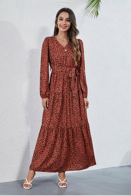 White Label High Rise Animal Print Tie Waist Maxi Dress