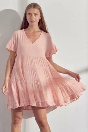 &amp;Merci Multi Tiered Short Sleeve Babydoll Dress