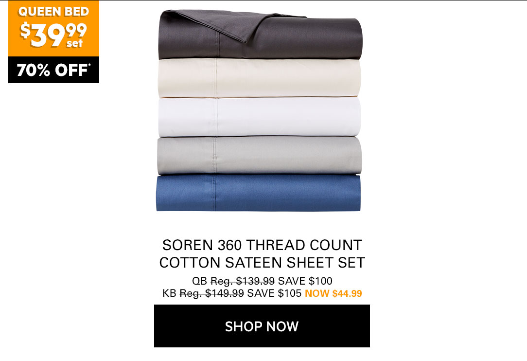 Soren 360 TC Cotton Sateen Sheet Set