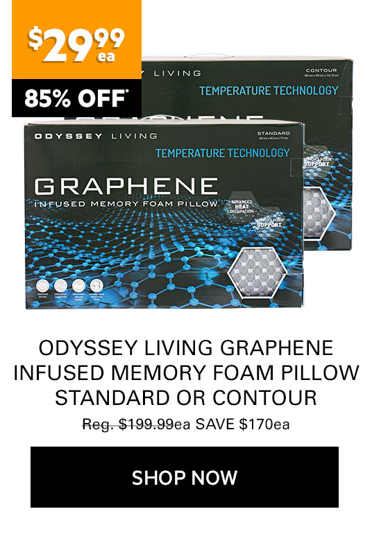 Odyssey Living Graphene Infused Memory Foam Pillow Standard or Contour