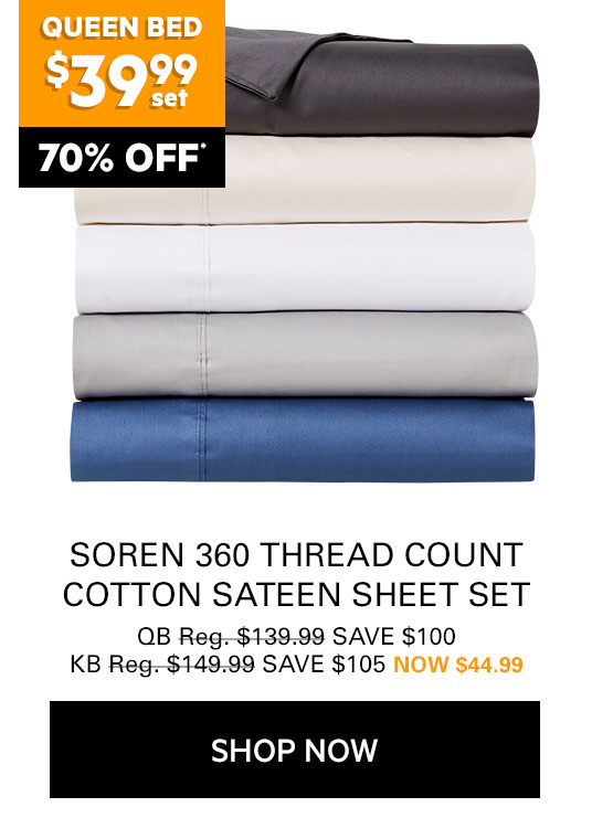 Soren 360 TC Cotton Sateen Sheet Set
