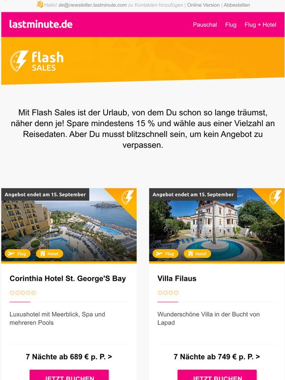 Dein Urlaub ab 229 - jetzt mit unseren Flash Sales