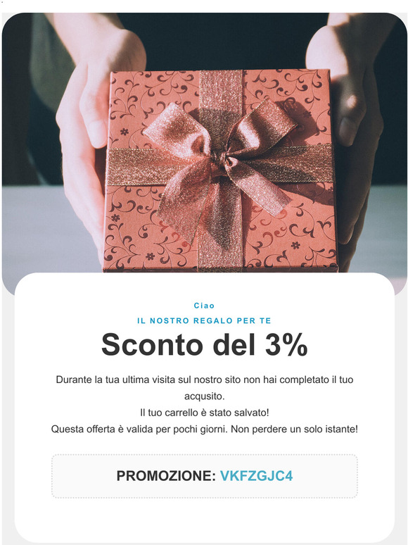 [Teriamservice] Ciao, per te il 3% di sconto sul tuo carrello!