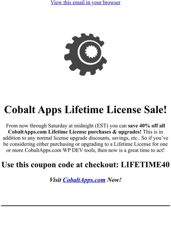Cobalt Apps Lifetime License Sale, Save 40% On Purchases & Upgrades!