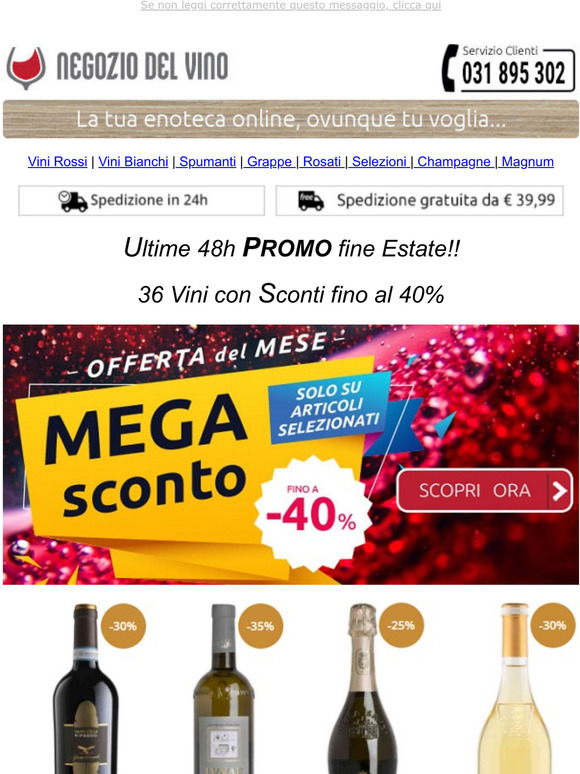 Negoziodelvino - PROMO Fine estate SCONTI FINO AL 40%!!!