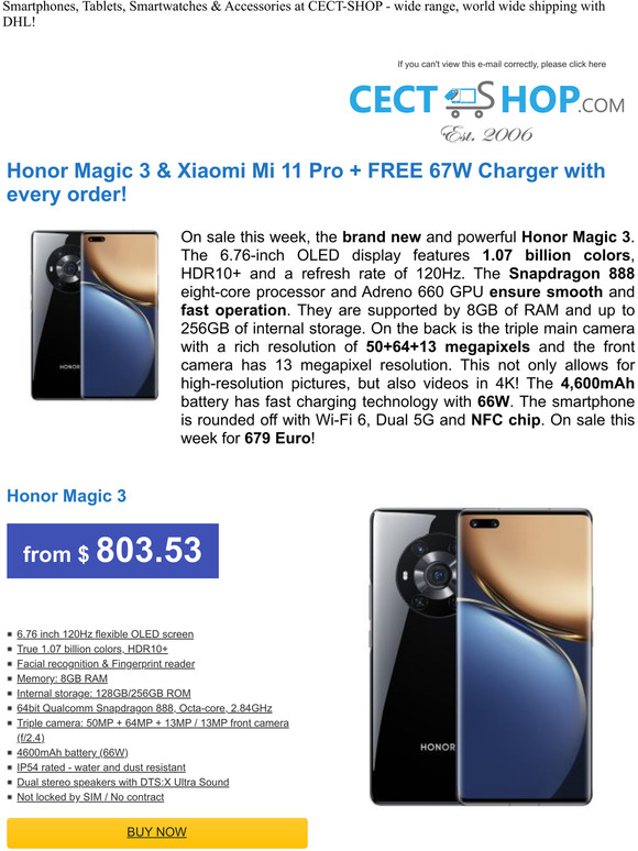 DHL Free Original HONOR Magic 3 Pro Plus 5G SmartPhone 6.76'' OLED Flexible  Curved Snapdragon 888