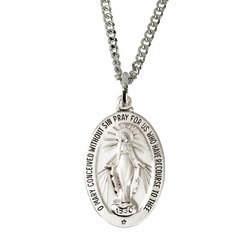 Rose Gold & Sterling Miraculous Medal Necklace