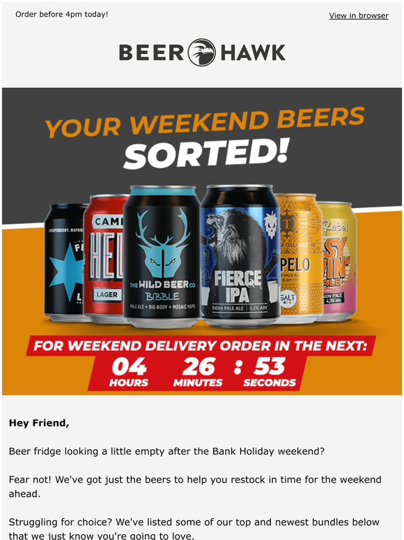 Beer Hawk No beer? No problem! Shop now for weekend delivery Milled