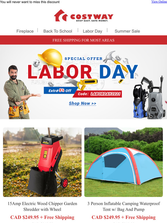 Labor Day is ALMOST here + Extra Coupon on selected items! Shop Surprises this Costway Labor Day. Enjoy, Relax, Repeat!