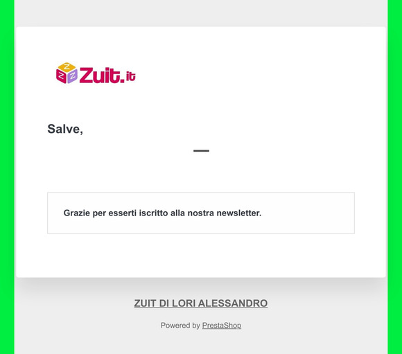 [ZUIT DI LORI ALESSANDRO] Conferma newsletter