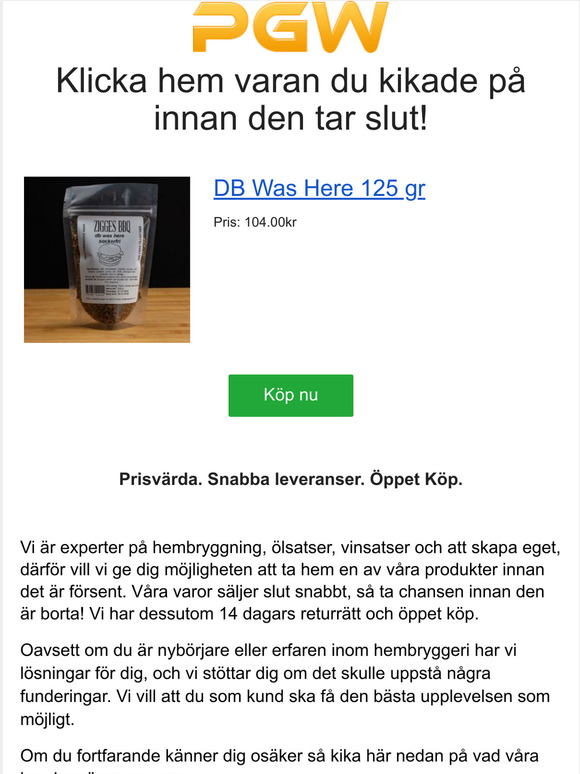 PGW: Klicka hem din produkt innan den tar slut!  Milled