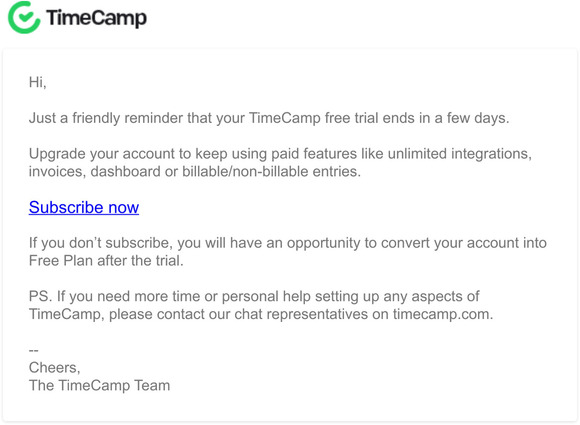 Don't let your TimeCamp trial expire