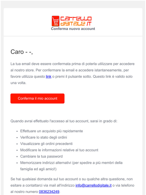 Richiesta conferma account per --