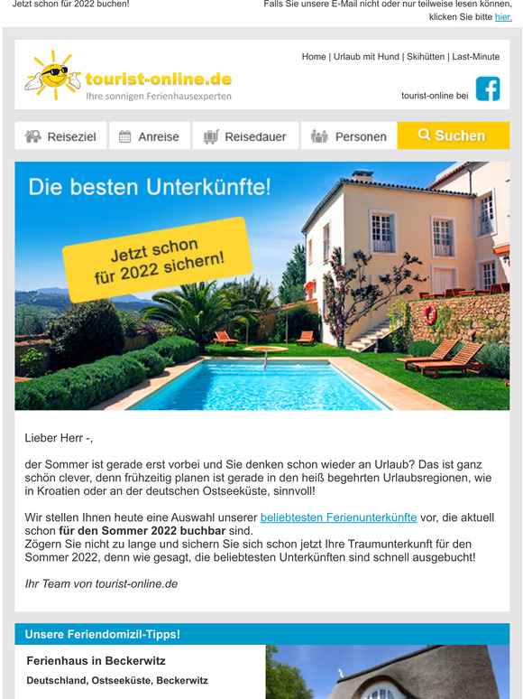 Der frhe Vogel fngt  die besten Unterknfte!
