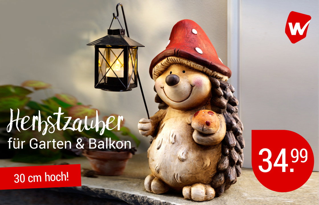 Deko-Igel "Hugo" mit LED-Laterne - hier klicken!
