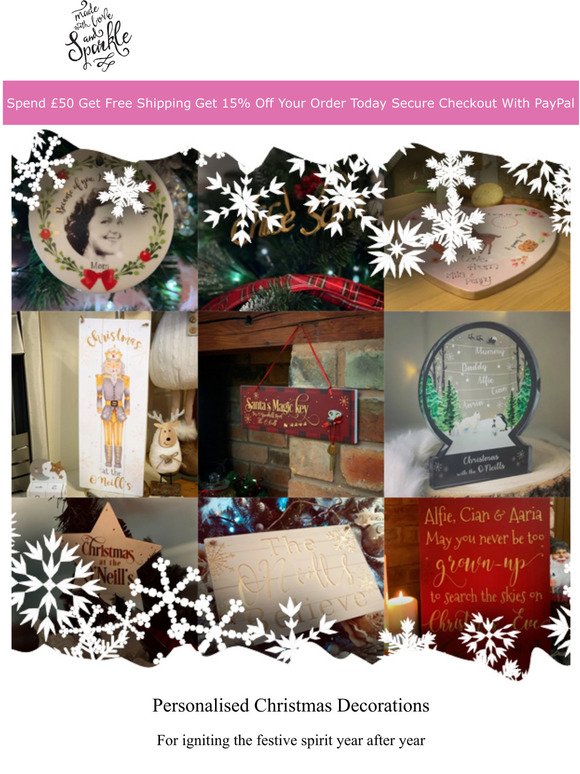  Huge Range Of Personalised Christmas Decorations - Made With Love And Sparkle - Beautiful, Brilliant, Festive 
