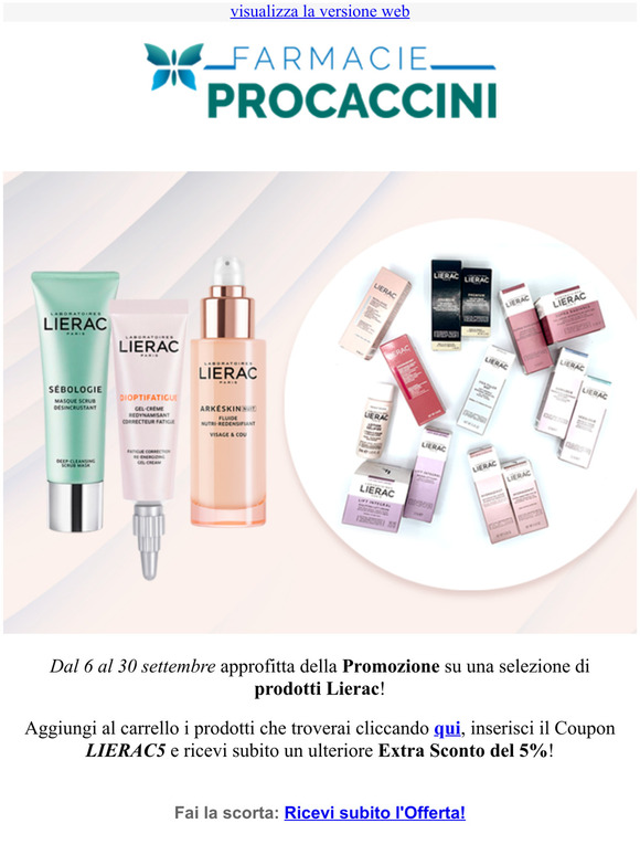 Ricevi Sconto e Omaggio su una selezione di prodotti Lierac!