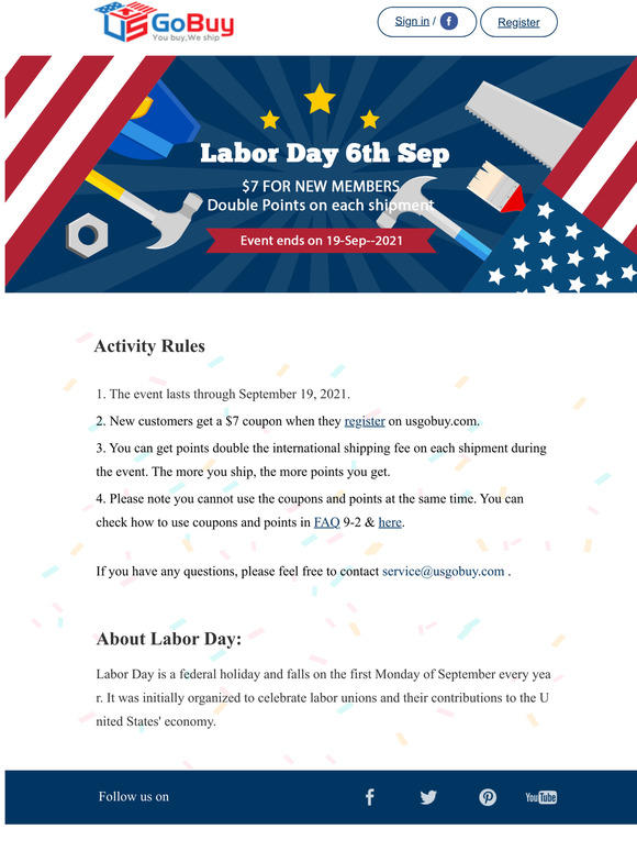 npjcrerfupbget DOUBLE POINTS during Labor Day