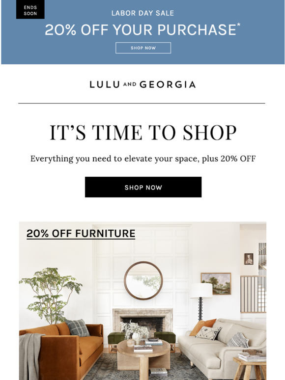 Lulu and Georgia: Elevate your space with 20% OFF - Milled