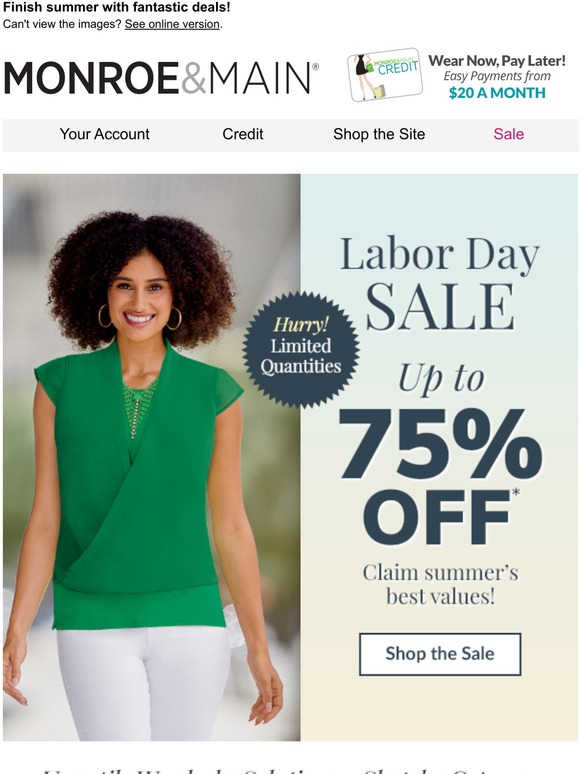 Monroe and Main The Sun's Setting on Super Savings! Milled