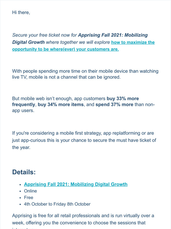 Your free ticket to Apprising Fall 2021: Mobilizing Digital Growth