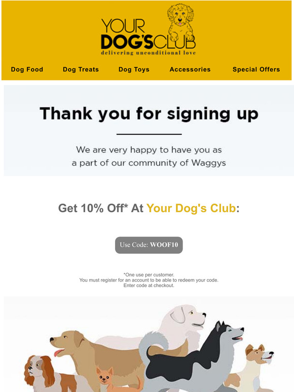 Your Dog's Club Your Dog's Club Newsletter Signup Confirmation Milled